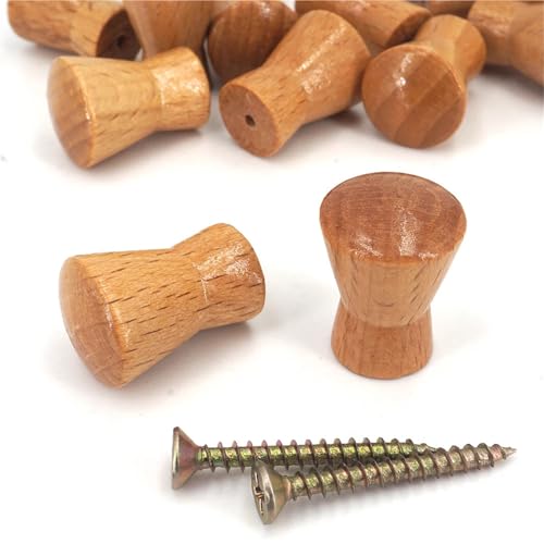 Ymnilian Schrankgriffe Holz, Möbelgriffe Holz 6Pcs Mini Holz Knopf Schrank Kleiderschrank Schublade Möbel Runde Griff 16,5mm Durchmesser(14Pcs) von Ymnilian