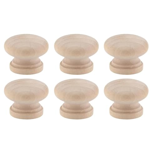 Ymnilian Schrankgriffe Holz, Möbelgriffe Holz 8 Stück runde Holzschrankknöpfe 1-3/8" (35 mm) unbehandelte Holzgriffe Knöpfe Pilzform Holzknöpfe for Schrankkommode Schublade(10Pcs) von Ymnilian