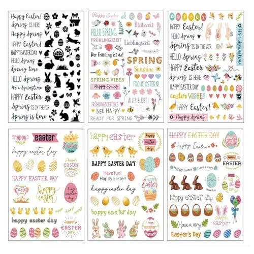 Ymoryiyi 6 Stück Osterkerzen Kerzenfolie (200+ Muster), Kerzentattoos für Ostern, Wasserschiebefolie Kerzen mit Wassertransferdruck, DIY Kerzen Dekoration, Geschenkidee für Osterfest von Ymoryiyi