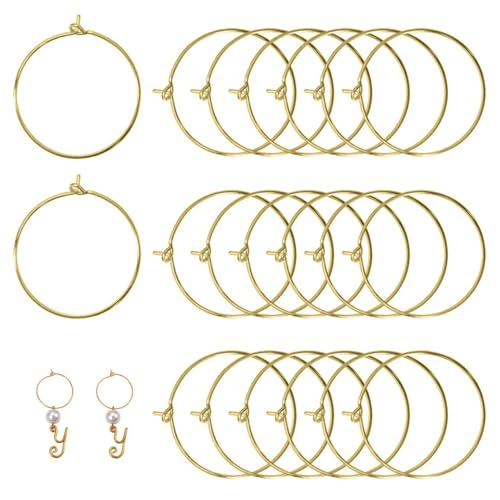 100STK Golden Creolen Ohrringhaken Ohrringe Rohlinge Selber Machen Set Basteln Zubehör Weinglas Charms Ringe für Frauen Damen, 20 x 0.8mm 100STK Golden Creolen Ohrringhaken Ohrringe Rohlinge Selber Machen Set Basteln Zubehör Weinglas Charms Ringe für Frauen Damen, 20 x 0.8mm von Ymxil