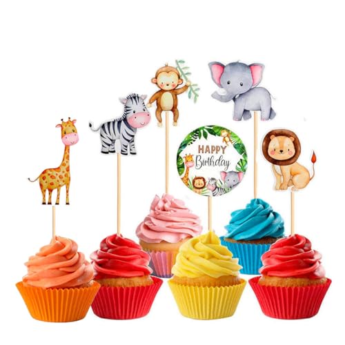 24STK Dschungel Muffin Deko Geburtstag Waldtiere Deko Cupcake Toppers Safari Tiere Tortendeko Elefanten Löwen Affen Giraffen Tortenfiguren Kuchendeko Geburtstagsdeko für Kinder Junge 24STK Dschungel Muffin Deko Geburtstag Waldtiere Deko Cupcake Toppers Safari Tiere Tortendeko Elefanten Löwen Affen Giraffen Tortenfiguren Kuchendeko Geburtstagsdeko für Kinder Junge von Ymxil