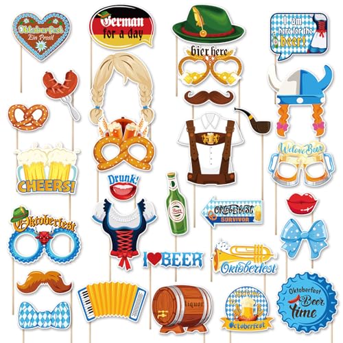30 Stück Oktoberfest Deko Selfie Foto Requisiten, Bayrische Deko Oktoberfest Party Dekoration Requisiten, Deutsche Oktoberfest Beyrische Bier Motto Party Foto Requisiten Zubehör für Erwachsene Kinder 30 Stück Oktoberfest Deko Selfie Foto Requisiten, Bayrische Deko Oktoberfest Party Dekoration Requisiten, Deutsche Oktoberfest Beyrische Bier Motto Party Foto Requisiten Zubehör für Erwachsene Kinder von Ymxil