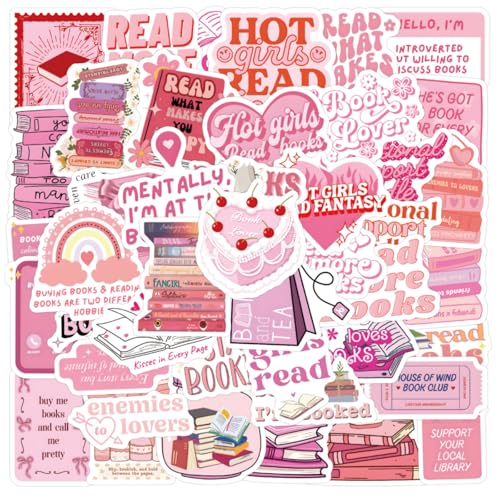 60 Stück Rosa Bookish Aufkleber - Buchaufkleber Süße Deko-Sticker für Kindle Laptop & Notizbücher | Aesthetic Vinyl Sticker für Buchliebhaber Geschenk für Frauen & Mädchen 60 Stück Rosa Bookish Aufkleber - Buchaufkleber Süße Deko-Sticker für Kindle Laptop & Notizbücher | Aesthetic Vinyl Sticker für Buchliebhaber Geschenk für Frauen & Mädchen von Ymxil