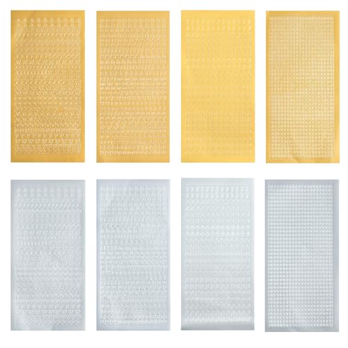 8 Blatt Wachsbuchstaben für Kerzen Wachszahlen Gold Silber Wachsplatten Kerze Aufkleber Klebebuchstaben Verzieren Kommunionkerze Bastelset Selbstklebende Buchstaben Taufkerze Selber Machen Set von Ymxil
