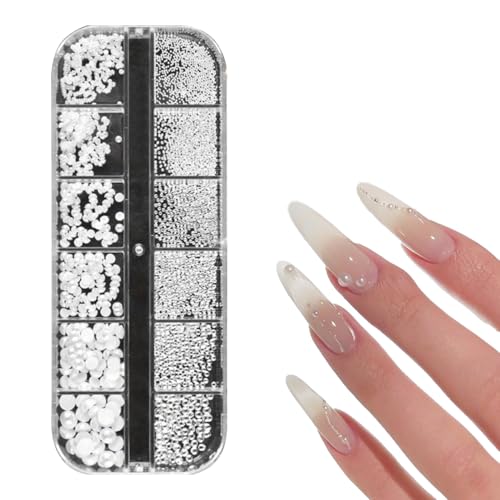 Nägel Weiße Perlen 1 Schachtel Nagel Steine Nail Charms Strasssteine Nägel Glitzersteine Halbrunde Klein Edelstahl Perlen Nail Gems Nägel Zubehör für Damen Natural Nägel Acryl Nagel Deko Nägel Weiße Perlen 1 Schachtel Nagel Steine Nail Charms Strasssteine Nägel Glitzersteine Halbrunde Klein Edelstahl Perlen Nail Gems Nägel Zubehör für Damen Natural Nägel Acryl Nagel Deko von Ymxil