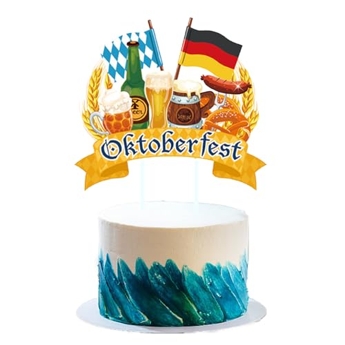 Tortendeko Oktoberfest, Oktoberfest Cake Topper Bayrische Party Kuchen Deko mit Deutsche Flagge/Blau Weiße Diamante Flagge/Bierkrüge Muster, Oktoberfest Deko Cake Topper Party Zubehör (15 * 14.8cm) Tortendeko Oktoberfest, Oktoberfest Cake Topper Bayrische Party Kuchen Deko mit Deutsche Flagge/Blau Weiße Diamante Flagge/Bierkrüge Muster, Oktoberfest Deko Cake Topper Party Zubehör (15 * 14.8cm) von Ymxil