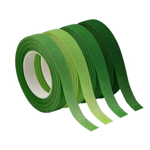 Ymxil 4STK Floristenband Grün, Floristenkrepp Kreppband Grün Floristenband Klebeband Masking Tape Blumenband Floristikbedarf für Bouquet Blumensträuße Kunsthandwerk DIY (1.2cm*27m) von Ymxil