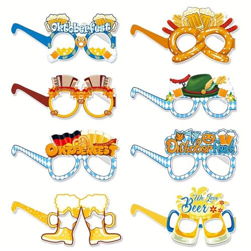Ymxil 8Stk Oktoberfest Brillen, Oktoberfest Deko Lustige Papier Brillen Bayrisch Party Dekoration Foto Requisiten Maskerade Masken Kostüm Accessoires für Erwachsene Kinder Ymxil 8Stk Oktoberfest Brillen, Oktoberfest Deko Lustige Papier Brillen Bayrisch Party Dekoration Foto Requisiten Maskerade Masken Kostüm Accessoires für Erwachsene Kinder von Ymxil