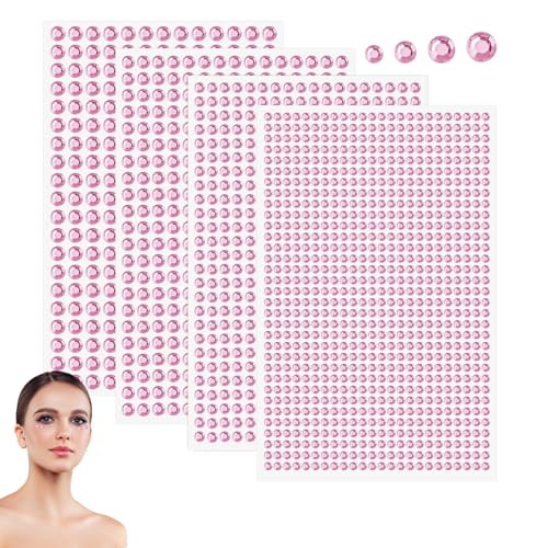Ymxil Glitzersteine Selbstklebend Gesicht Festival, 1790 Stk Rosa Acryl Strasssteine, 3/4/5/6 mm, Festival Schmuck, Nagel & Haar Dekosteine von Ymxil