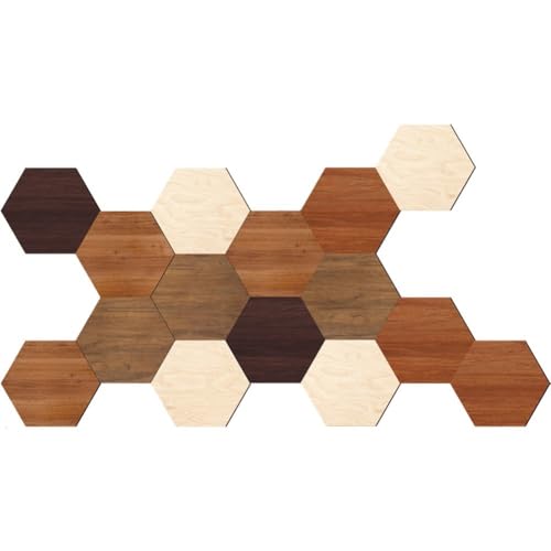 Ymxygz 15 Stück Abnehmbare Sechseckige Wandaufkleber, Moderne Geometrische Holz-wandkunst-Dekoration Zum Selbermachen, Sechseckige 3D-wandfliesen Aus Holz von Ymxygz