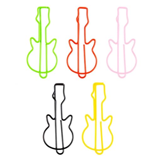 Ymxygz 50 Stück Büroklammern in Gitarrenform, Dekorative Binderclips, Niedlicher Halter, Büroklammer Für Schreibtisch, Büro, Schule, Foto, Lesezeichen von Ymxygz