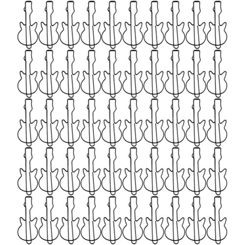 Ymxygz 50 Stück Büroklammern in Gitarrenform, Dekorative Binderclips, Niedlicher Halter, Büroklammer Für Schreibtisch, Büro, Schule, Foto, Lesezeichen von Ymxygz