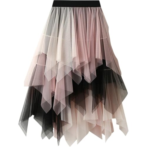 Ymxygz Damen Faltenrock Hoher Taille, Asymmetrischer Tüll-, Unregelmäßig Geschichteter Netzstoff, Feenröcke, A-Linie, Party, Fließender Ymxygz Damen Faltenrock Hoher Taille, Asymmetrischer Tüll-, Unregelmäßig Geschichteter Netzstoff, Feenröcke, A-Linie, Party, Fließender von Ymxygz