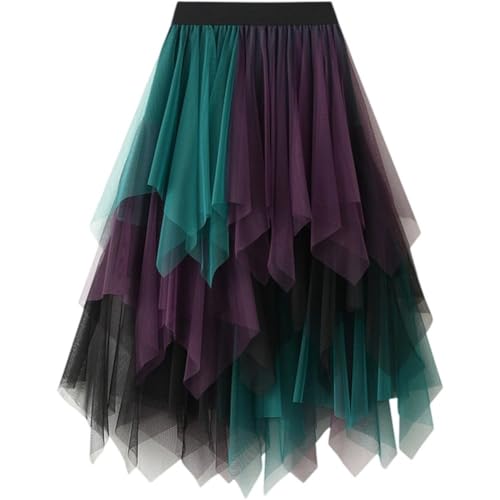 Ymxygz Damen Faltenrock Hoher Taille, Asymmetrischer Tüll-, Unregelmäßig Geschichteter Netzstoff, Feenröcke, A-Linie, Party, Fließender Ymxygz Damen Faltenrock Hoher Taille, Asymmetrischer Tüll-, Unregelmäßig Geschichteter Netzstoff, Feenröcke, A-Linie, Party, Fließender von Ymxygz