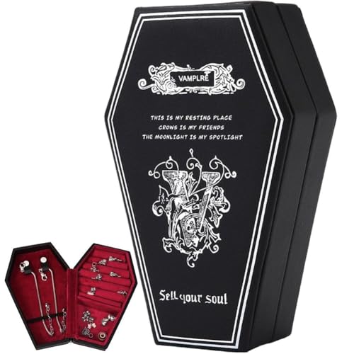 Ymxygz Gothic Sarg Schmuckschatulle Schmuckvitrine Halloween Leder Schmuck Aufbewahrungsbox Tragbarer Schmuck Organizer von Ymxygz