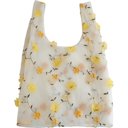 Ymxygz Handtasche Stickerei Und Blumen, Transparente Einkaufstasche Aus Netzstoff, Für Den Strand, Netz-Tragetasche Für Damen Und Mädchen, Für Reisen, Einkaufen, Den Täglichen Gebrauch Ymxygz Handtasche Stickerei Und Blumen, Transparente Einkaufstasche Aus Netzstoff, Für Den Strand, Netz-Tragetasche Für Damen Und Mädchen, Für Reisen, Einkaufen, Den Täglichen Gebrauch von Ymxygz