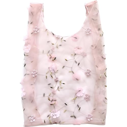 Ymxygz Handtasche Stickerei Und Blumen, Transparente Einkaufstasche Aus Netzstoff, Für Den Strand, Netz-Tragetasche Für Damen Und Mädchen, Für Reisen, Einkaufen, Den Täglichen Gebrauch Ymxygz Handtasche Stickerei Und Blumen, Transparente Einkaufstasche Aus Netzstoff, Für Den Strand, Netz-Tragetasche Für Damen Und Mädchen, Für Reisen, Einkaufen, Den Täglichen Gebrauch von Ymxygz