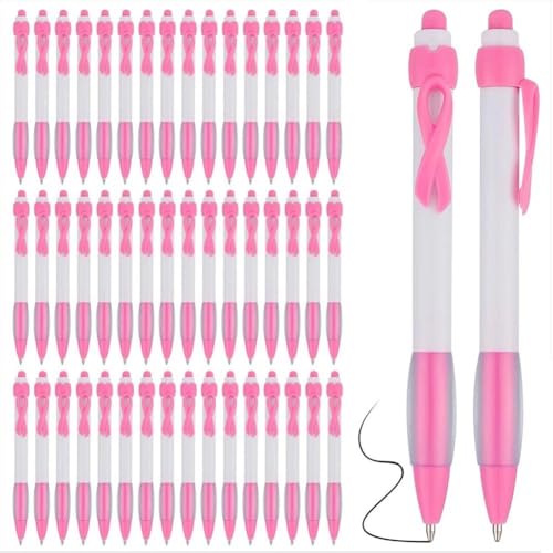 Ymxygz Kugelschreiber Zur Aufklärung Über Brustkrebs, Pink Ribbon, Druckkugelschreiber Für Krebs, Sensibilisierung Stilvollem Bürozubehör, 50er-Paket von Ymxygz