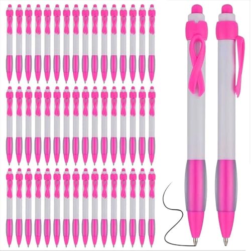 Ymxygz Kugelschreiber Zur Aufklärung Über Brustkrebs, Pink Ribbon, Druckkugelschreiber Für Krebs, Sensibilisierung Stilvollem Bürozubehör, 50er-Paket von Ymxygz