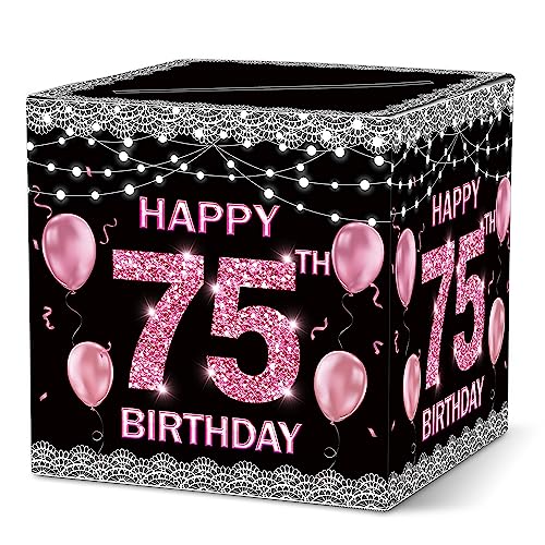 Ymyfdyj Kartenbox zum 75. Geburtstag, rotgoldener Kartenhalter für Geburtstag, Geburtstagsgeschenk oder Geldeingang, Geburtstagsparty-Dekorationen, Zubehör (1 Stück) - B14 von Ymyfdyj