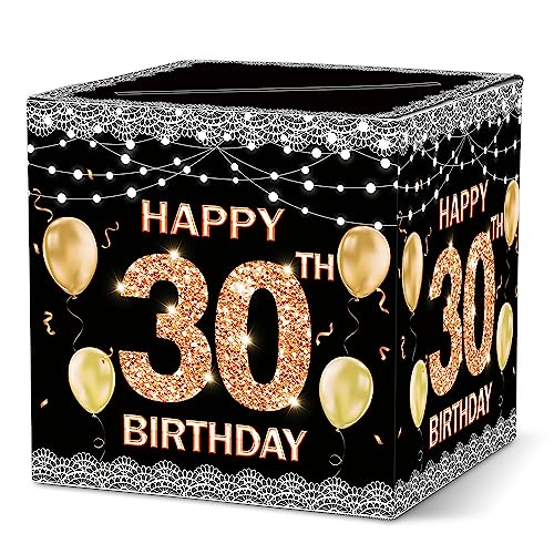 Ymyfdyj C05 Kartenbox zum 30. Geburtstag, Schwarz / Gold, Kartenhalter für Geburtstag, Geburtstagsgeschenk oder Geldeingang, Geburtstagsparty-Dekorationen, Zubehör (1 Stück) von Ymyfdyj