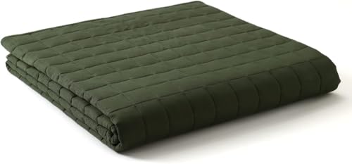 YnM Gewichtete Decke für Erwachsene, schwere Baumwolldecke mit kühlenden Glasperlen für alle Jahreszeiten, ideal für ~ 40,8 kg, Doppelbett, Armeegrün, 4,5 kg YnM Gewichtete Decke für Erwachsene, schwere Baumwolldecke mit kühlenden Glasperlen für alle Jahreszeiten, ideal für ~ 40,8 kg, Doppelbett, Armeegrün, 4,5 kg von YnM