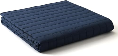 YnM Gewichtete Decke für Erwachsene, schwere Baumwolldecke mit kühlenden Glasperlen für alle Jahreszeiten, ideal für ~ 40,8 kg, Doppelbett, marineblau YnM Gewichtete Decke für Erwachsene, schwere Baumwolldecke mit kühlenden Glasperlen für alle Jahreszeiten, ideal für ~ 40,8 kg, Doppelbett, marineblau von YnM