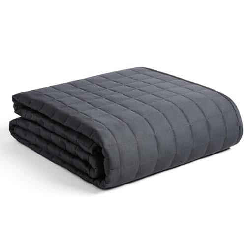 YnM Gewichtete Decke für Erwachsene (224 x 277 cm, 22,7 kg, Dunkelgrau), kleinste Fächer mit kühlenden Glasperlen, schwere Bettdecke für zwei Personen auf Queensize- oder Kingsize-Bett von YnM