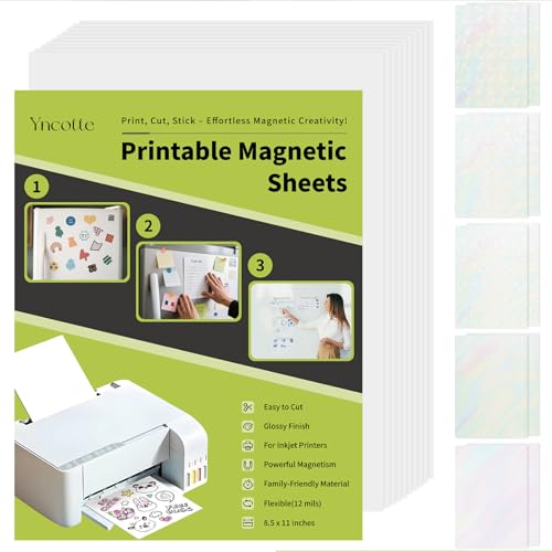 Yncotte Bedruckbare Magnetbögen, 21,6 x 27,9 cm, für Tintenstrahldrucker, glänzend, stark, magnetisch, für Kühlschrank, Autos, Schließfächer, Whiteboards, 10 Stück Yncotte Bedruckbare Magnetbögen, 21,6 x 27,9 cm, für Tintenstrahldrucker, glänzend, stark, magnetisch, für Kühlschrank, Autos, Schließfächer, Whiteboards, 10 Stück von Yncotte