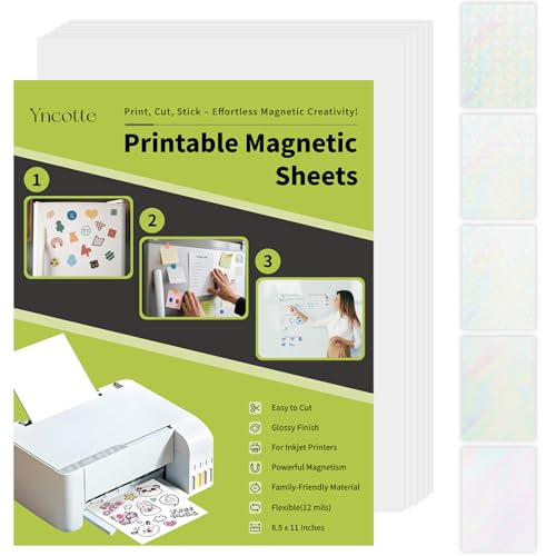 Yncotte Bedruckbare Magnetbögen, 21,6 x 27,9 cm, für Tintenstrahldrucker, glänzendes DIY-Magnetpapier, starkes magnetisches Druckerpapier für Kühlschrank, Autos, Schließfächer, Whiteboards, 5 Stück Yncotte Bedruckbare Magnetbögen, 21,6 x 27,9 cm, für Tintenstrahldrucker, glänzendes DIY-Magnetpapier, starkes magnetisches Druckerpapier für Kühlschrank, Autos, Schließfächer, Whiteboards, 5 Stück von Yncotte