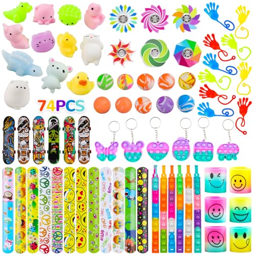 YnewL 74 Stück Mitgebsel Kindergeburtstag Set, Give Aways Kindergeburtstag, 9 Verschiedene Arten Kindergeburtstag Mitgebsel Set Kleine Geschenke für Jungen Und Mädchen von YnewL