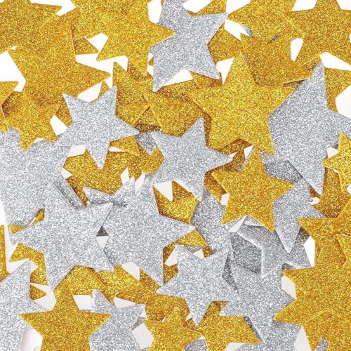 100 Stück Stern Aufkleber, Moosgummi Glitzer Stern Glitzerstern Aufkleber, Goldene Sterne Deko Tischdeko, Selbstklebende Glänzende Etiketten, für Diy Weihnachten Handwerk Party Hochzeit Geburtstag. von Ynkkvre