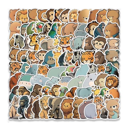 100 Stücke Tiere aufkleber kinder, Cartoon Tiere Sticker Set, Wasserdicht Vinyl Aufkleber für Scrapbook, Lustige Tiermuster, Erwachsene, Kinder, Teenager für Aufkleber. von Ynkkvre