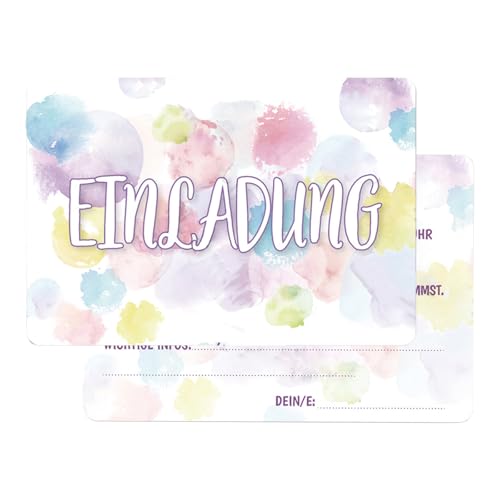 15 x Einladungskarten Kindergeburtstag, Geburtstagseinladung Aquarell, Witzige Kinder Einladungskarte, Moderne Geburtstagseinladungen, für Geburtstag für Jungen, Mädchen, Jugendliche & Teenager. 15 x Einladungskarten Kindergeburtstag, Geburtstagseinladung Aquarell, Witzige Kinder Einladungskarte, Moderne Geburtstagseinladungen, für Geburtstag für Jungen, Mädchen, Jugendliche & Teenager. von Ynkkvre