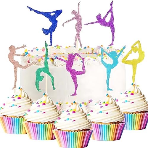 24 Stück Gymnastik Tortendeko, Glitter Rhythmische Gymnastik Cupcake Toppers, Mädchen Gymnastik Cupcake Aufkleber, für Gymnastik Thema Party, Babyparty, Geburtstagsparty Zubehör. 24 Stück Gymnastik Tortendeko, Glitter Rhythmische Gymnastik Cupcake Toppers, Mädchen Gymnastik Cupcake Aufkleber, für Gymnastik Thema Party, Babyparty, Geburtstagsparty Zubehör. von Ynkkvre