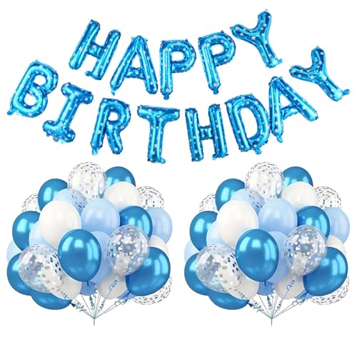 31-teiliges blaues und weißes Happy Birthday-Ballon-Set mit 40,6 cm Mylar-Folien-Buchstaben, Geburtstagsschild, Banner, Ballon-Wimpelkette, wiederverwendbar, für Mädchen, Jungen, Kinder und 31-teiliges blaues und weißes Happy Birthday-Ballon-Set mit 40,6 cm Mylar-Folien-Buchstaben, Geburtstagsschild, Banner, Ballon-Wimpelkette, wiederverwendbar, für Mädchen, Jungen, Kinder und von Ynkkvre