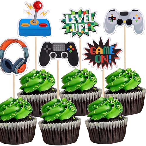 36 Stück Videospiel Tortendeko Geburtstag, Spielkonsolen Thema Cupcake Topper, Happy Birthday Kuchen Deko, Dekoration für Spieler, Partydekoration zum Thema Spiel, Gaming Night Partyzubehör. 36 Stück Videospiel Tortendeko Geburtstag, Spielkonsolen Thema Cupcake Topper, Happy Birthday Kuchen Deko, Dekoration für Spieler, Partydekoration zum Thema Spiel, Gaming Night Partyzubehör. von Ynkkvre