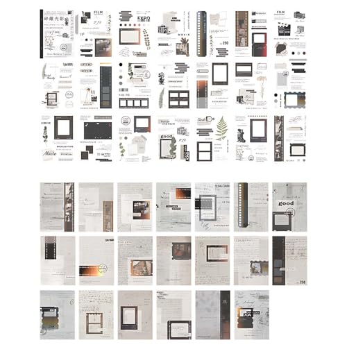 40 Blätter Vintage Aufkleber Buch für Erwachsene, Scrapbooking Sticker Set, Vintage Bastelpapier und Sammelalbum Papier Zubehör, für DIY Scrapbook Kalender Notizbuch Fotobuch ect. von Ynkkvre