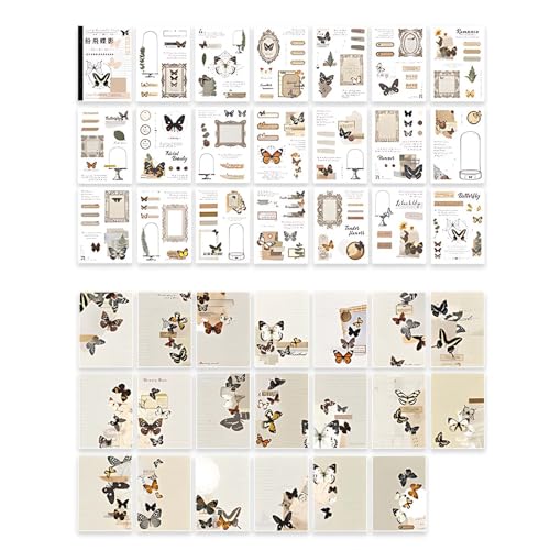 40 Blatt Scrapbooking Aufkleber Set, Ästhetische Scrapbooking Aufkleber Papier Pack, Selbstklebend Schmetterling Pflanzen Verschiedene Muster Sticker, für DIY Scrapbook Kalender Notizbuch ect. 40 Blatt Scrapbooking Aufkleber Set, Ästhetische Scrapbooking Aufkleber Papier Pack, Selbstklebend Schmetterling Pflanzen Verschiedene Muster Sticker, für DIY Scrapbook Kalender Notizbuch ect. von Ynkkvre