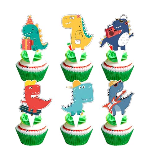 48 Stück Dino Cupcake Topper, Tortendeko Dinosaurier, Tortendeko Kuchen Topper für Kinder Junge für Geburtstag Event Party Tiere Thema Party Dekoration 48 Stück Dino Cupcake Topper, Tortendeko Dinosaurier, Tortendeko Kuchen Topper für Kinder Junge für Geburtstag Event Party Tiere Thema Party Dekoration von Ynkkvre