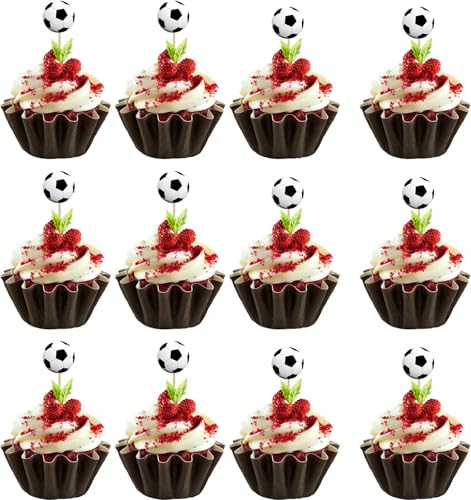 Fussball Cupcake Topper Fussball Muffin Deko, 24 Stück Fußball Kuchen Toppers Fußball Deko Torte Fussball Muffin Deko Tortenaufleger Fussball für Kinder Geburtstag Party, Babyparty, Kuchendekoration Fussball Cupcake Topper Fussball Muffin Deko, 24 Stück Fußball Kuchen Toppers Fußball Deko Torte Fussball Muffin Deko Tortenaufleger Fussball für Kinder Geburtstag Party, Babyparty, Kuchendekoration von Ynkkvre