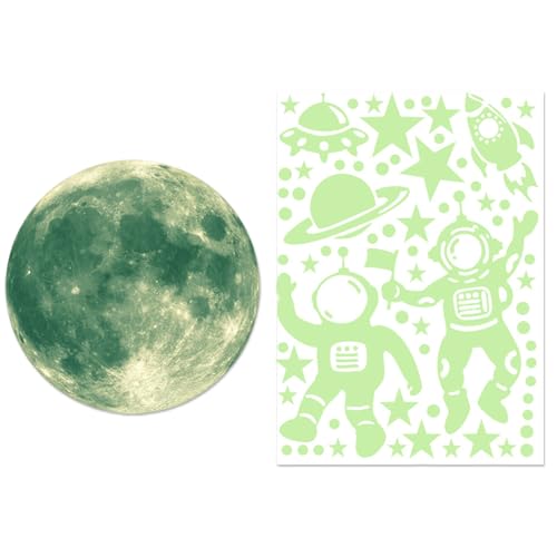 Leuchtsterne Kinderzimmer Sterne leuchtend Selbstklebend Wandtattoo, Leuchten im Dunkeln Sternenhimmel Aufkleber Leuchtsticker Astronaut Planet Mond Astronaut Leucht Aufkleber Schlafzimmer Wohnzimmer Leuchtsterne Kinderzimmer Sterne leuchtend Selbstklebend Wandtattoo, Leuchten im Dunkeln Sternenhimmel Aufkleber Leuchtsticker Astronaut Planet Mond Astronaut Leucht Aufkleber Schlafzimmer Wohnzimmer von Ynkkvre
