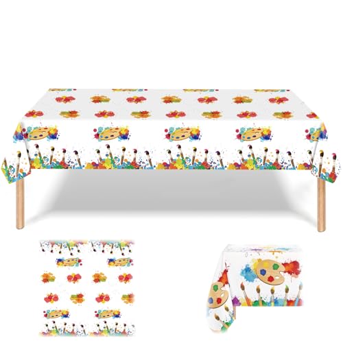 Tischdecke Party Bunt Wasserdicht Plastik Tischtuch, 130x220cm Rechteckig Abwischbar Tischtuch Wasserdicht Tischdecke für Kinder Mädchen Jungen Geburtstag Party Dekoration von Ynkkvre