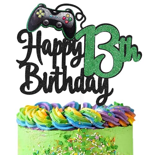 Tortenaufsatz "Happy 13th Birthday", Glitzer-Videospiel, Kuchen-Picker, GamePad, Kuchendekorationen für Spielthema, Geburtstagsparty, Kinder, 13. Geburtstag, Party-Dekorationen, Zubehör, 1 Stück Tortenaufsatz "Happy 13th Birthday", Glitzer-Videospiel, Kuchen-Picker, GamePad, Kuchendekorationen für Spielthema, Geburtstagsparty, Kinder, 13. Geburtstag, Party-Dekorationen, Zubehör, 1 Stück von Ynkkvre