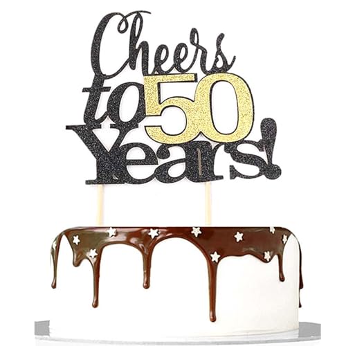 Tortenaufsatz zum 50. Geburtstag, Tortenaufsatz zum 50. Geburtstag, Party-Dekoration, Zubehör zum 50. Geburtstag, Schwarz / Gold, glitzernde Kuchendekorationen mit Sternen Tortenaufsatz zum 50. Geburtstag, Tortenaufsatz zum 50. Geburtstag, Party-Dekoration, Zubehör zum 50. Geburtstag, Schwarz / Gold, glitzernde Kuchendekorationen mit Sternen von Ynkkvre