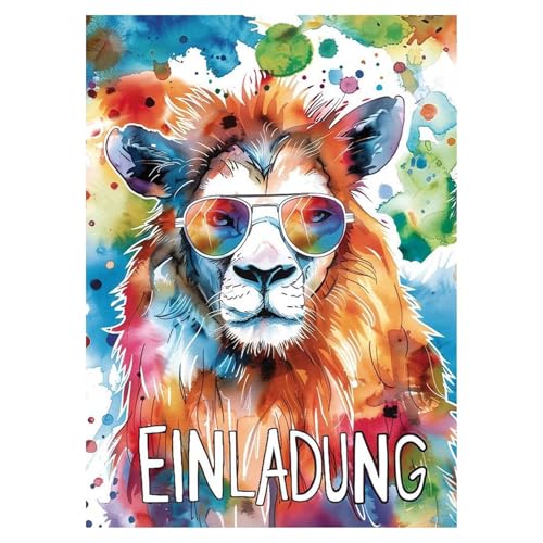 Ynkkvre 14x Löwe Einladungskarten Kindergeburtstag, Einladungen Kindergeburtstag Mädchen und Junge, Lässiger Löwe Einladungskarten Teenager Mädchen, Partyeinladung in coole Löwe Design. von Ynkkvre