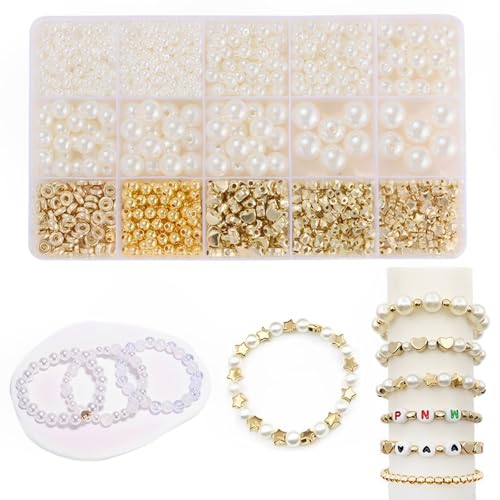 Ynkkvre Perlen zum Auffädeln, Etwa 720 Stück Perlen für Armbänder Set, Ketten Freundschaftsarmbänder Selber Machen Set für Mädchen Armbänder Charm Kit für DIY Armband Schmuckherstellung von Ynkkvre