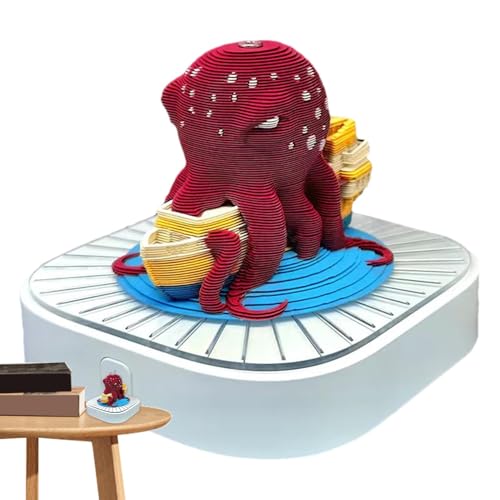 3D Schreibtischkalender 2025, Kreativer Octopus Memopad Kalender - Erstaunliches Geschenk, Abreißbarer 3D-Papier-Kunst-Notizblock, lustiger Oktopus-Statue-Notizblock, Kunstkalender von Ynnhik