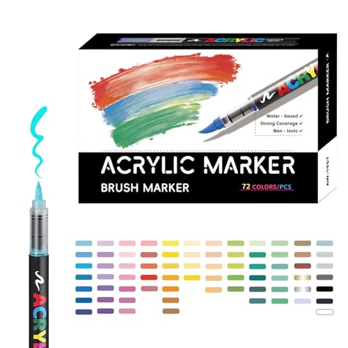 Acryl Paint Marker | Weiche Pinselspitze Marker Zum Ausmalen Und Kreativprojekte,Wasserdichtes Bastelzubehör Keramik Stein Fels Leinwand Stoff Holz Und Mehr Akrylmarker Wasserfest Handwerk Materialien Acryl Paint Marker | Weiche Pinselspitze Marker Zum Ausmalen Und Kreativprojekte,Wasserdichtes Bastelzubehör Keramik Stein Fels Leinwand Stoff Holz Und Mehr Akrylmarker Wasserfest Handwerk Materialien von Ynnhik