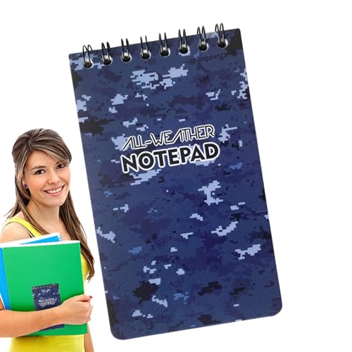 All Weather Notepad, wasserdichter Notizblock - Wasserdichte Tasche Notizblock | Tragbare Reise-Notizblock, Top-Spiral-Feld-Notebook 50 Seiten für Arbeitsschule Aufnahme von Ynnhik